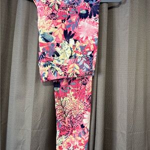 LuLaRoe TC2 Pink Floral Leggings